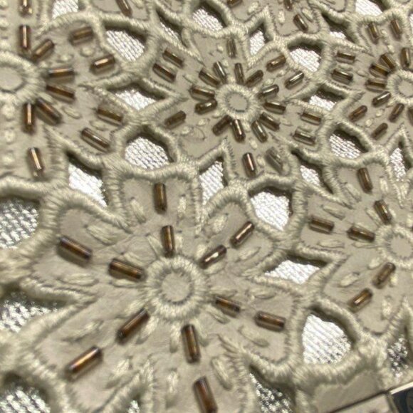 Michael Kors Clutch Crossbody Bag Purse Jade Medium Gusset Embroidered Leather - Picture 9 of 16